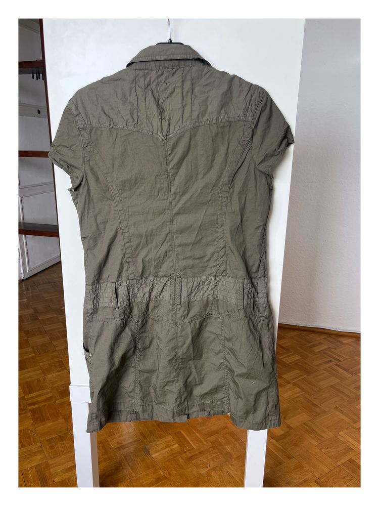 Esprit khaki sukienka militaria M 38 militarna grunge jeansowa