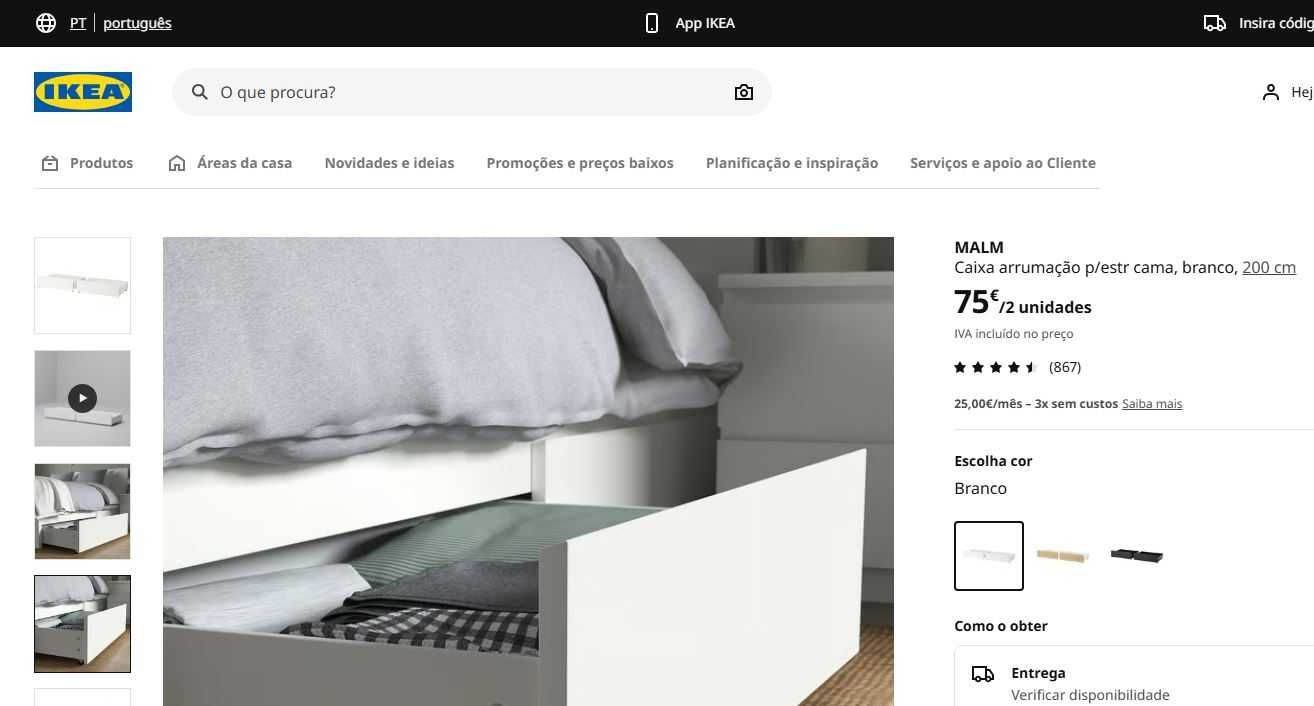 4 Gavetas de cama IKEA Malm