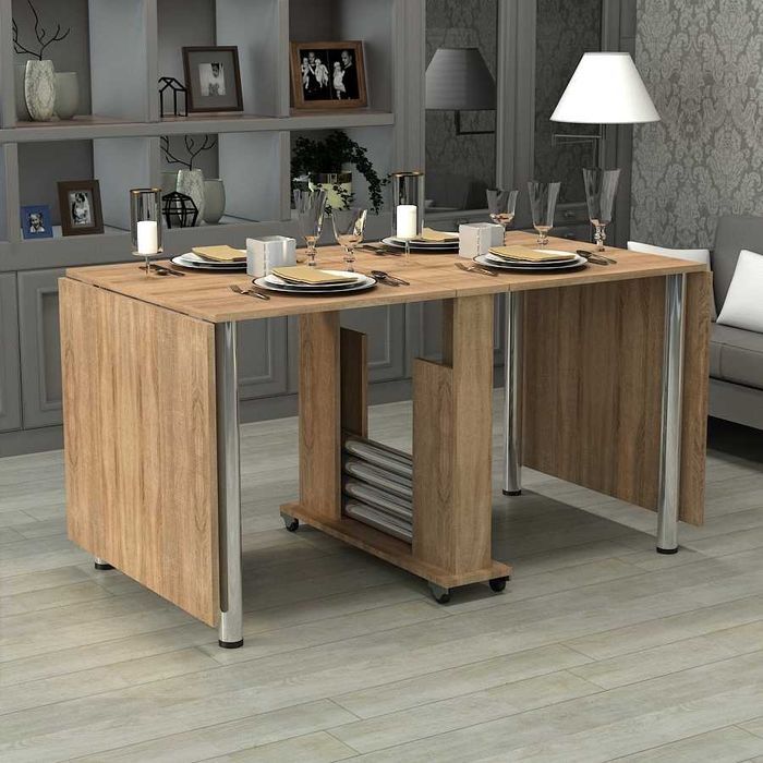 Стіл-книжка Родинний розкладний 80х73х18-274 см з хромованими опорами