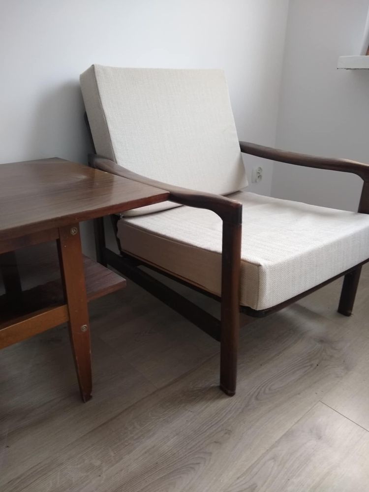 Zestaw retro fotele ława brązowe prl kozienice