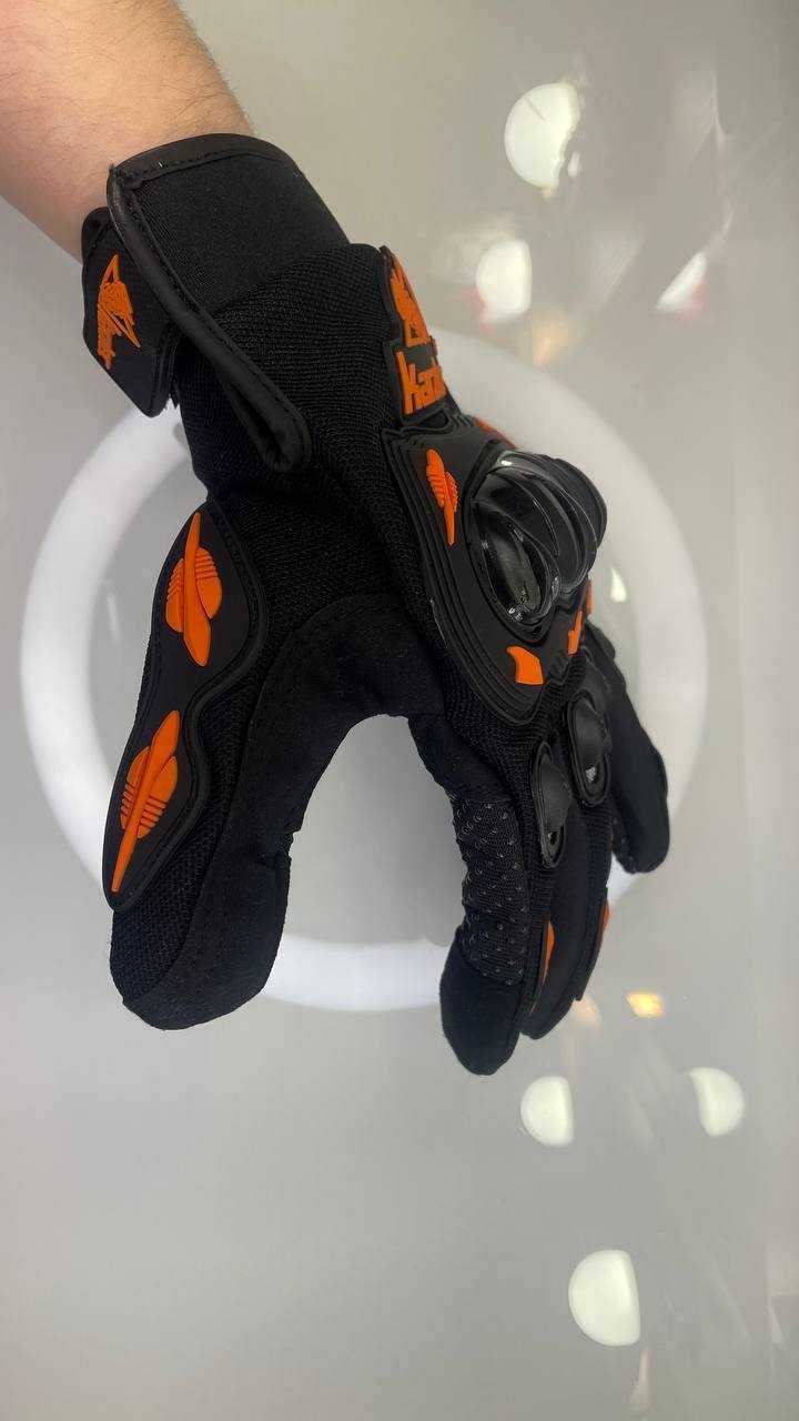 Защитные мотоперчатки KTM ProBiker черные с оранжевым karztec