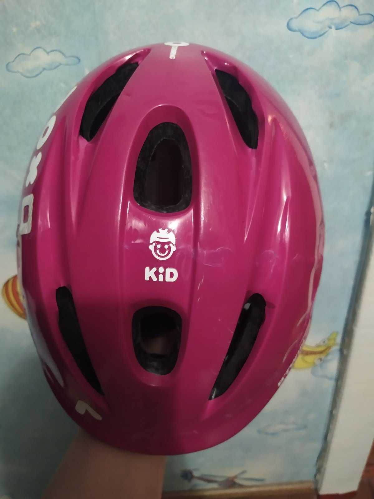 Детский защитный шлем для девочек Btwin размер 52-56 см, велосипедный