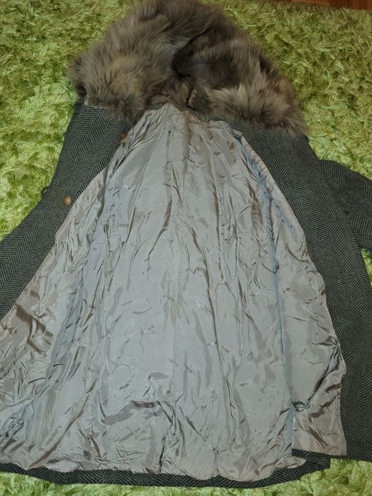 Płaszcz wełniany zimowy Gardeur z lisem XL