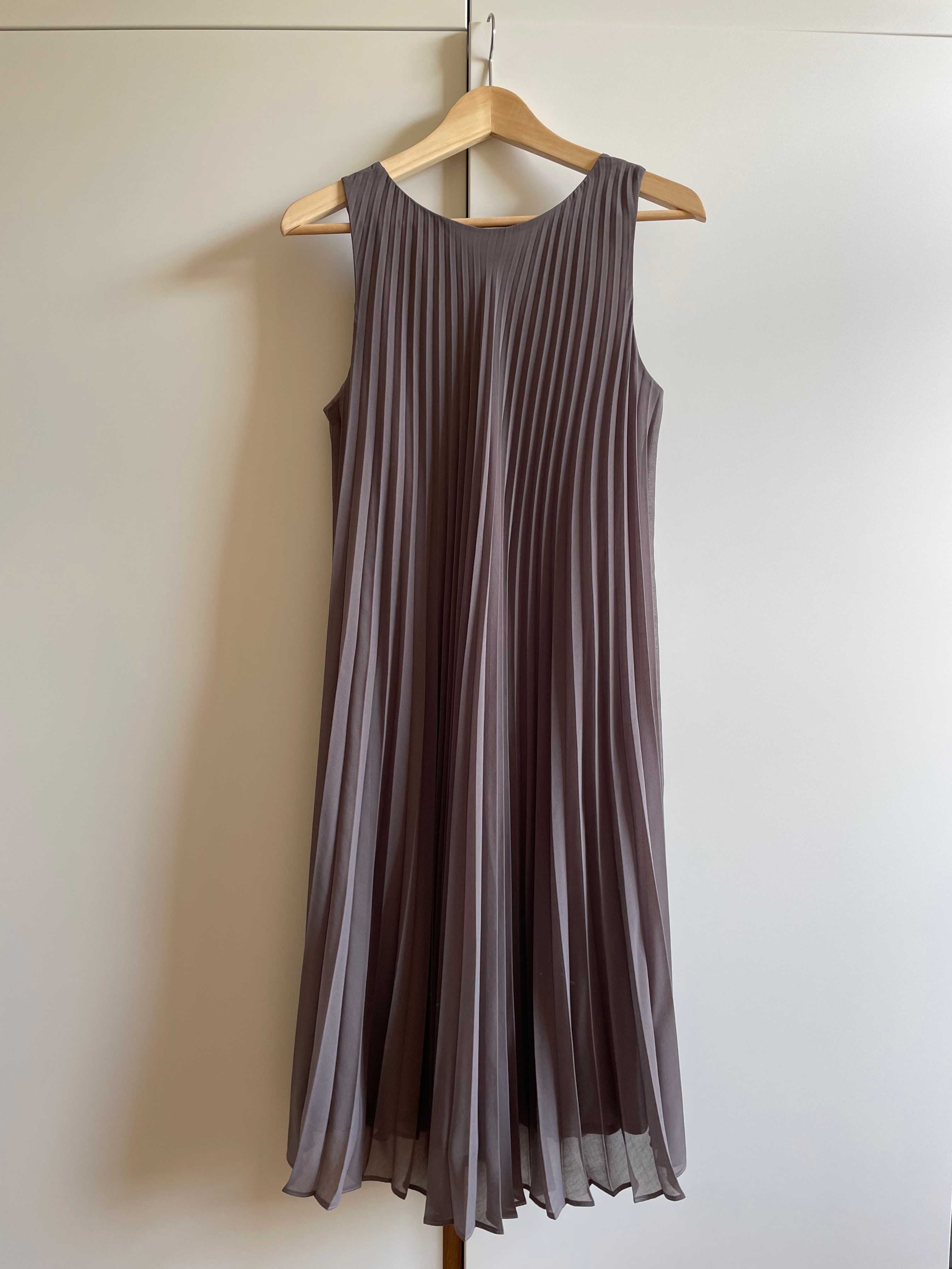 * elegancka sukienka plisowana Bialcon 42 XL ciepło szara *