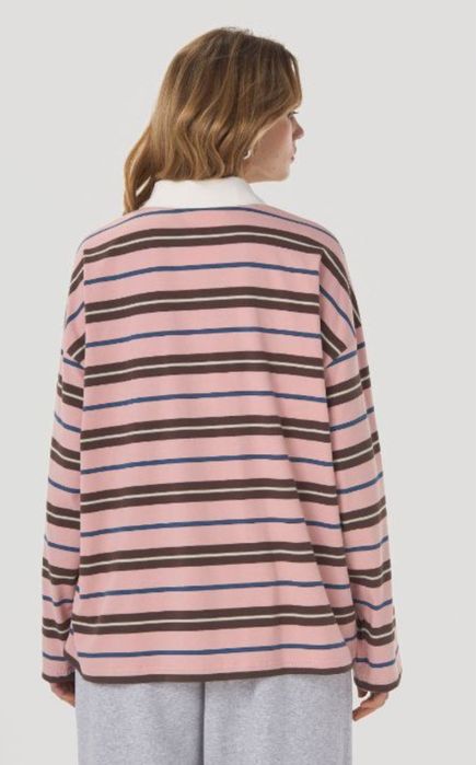 Смугасте поло лонгслів Usual в трендовому кольорі розмір M/L