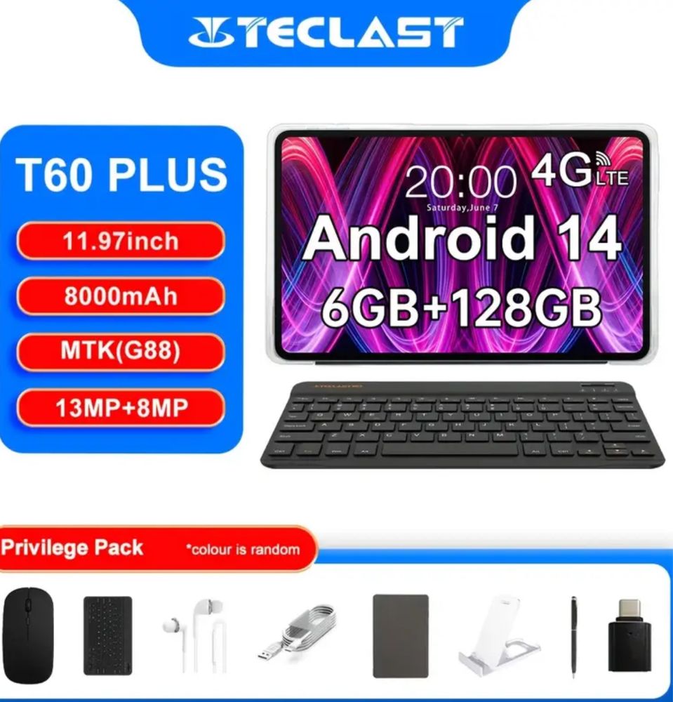 Планшет-ноутбук teclast p60 plus 12 дюймів android 15 8000mah global