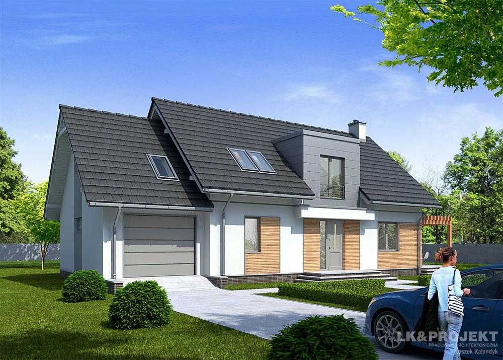 Projekt domu idealnego z użytkowym poddaszem i garażem - LK-911