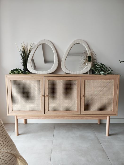 Komoda HALMSTAD Kredens HALMSTAD 3 drzwi kolor ciepły dąb  jysk