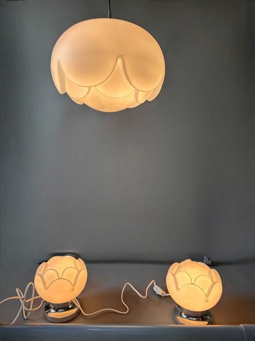 Peill&Putzler WaterLily Seerose lata 70 komplet lamp szkło opalinowe