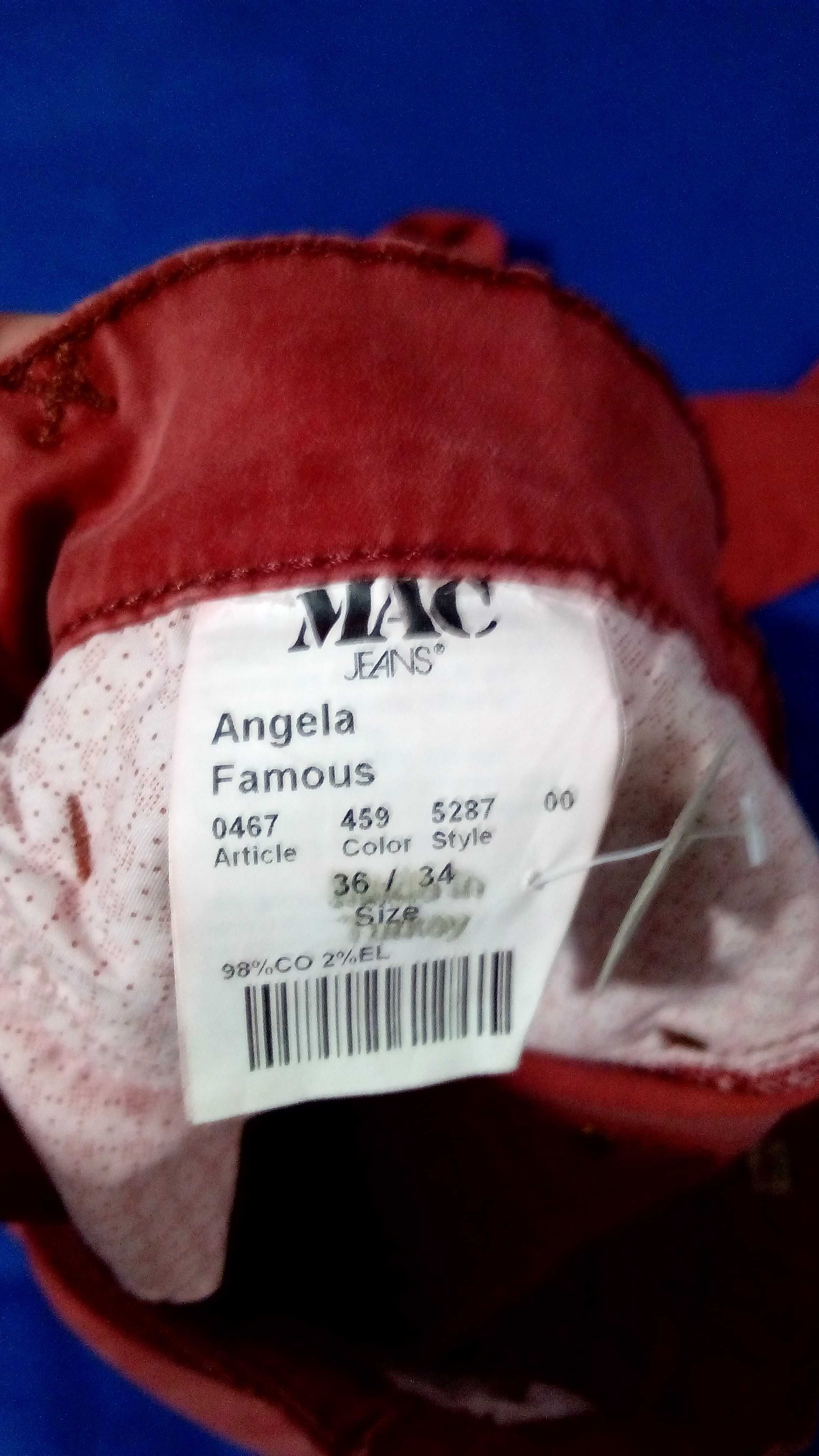 Джинсы мужские MAC Jeans Angela Famous Бордовые