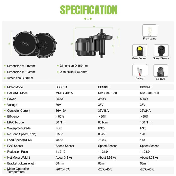 Zestaw do konwersji roweru na elektryczn  Bafang BBS02B 500W 36V