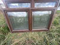 2x okno plastikowe 202x110 orzech biale rozwierno uchylne dzielone