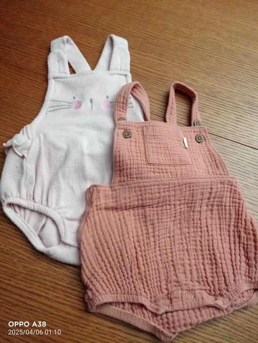 Ogrodniczki, Krótkie spodenki dla noworodka rozmiar 56, 2 sztuki