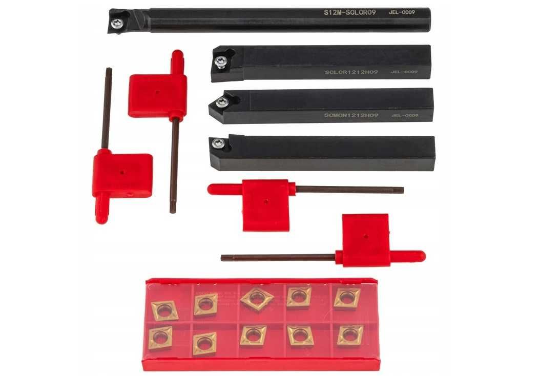 Zestaw NOŻY TOKARSKICH nóż tokarski SKŁADANYCH 12 x 12mm + PŁYTKI