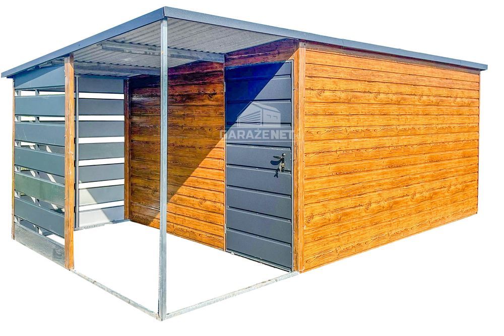 SCHOWEK DOMEK OGRODOWY 4,5X3M + Wiata 1,5M - Drzwi TS742