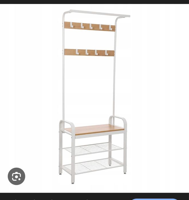 Wieszak stojacy metalowy beżowy