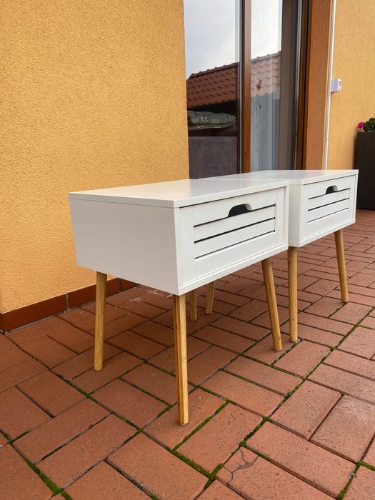 Stoliki nocne BROBY 1 szuflada kolor bambusu/biały