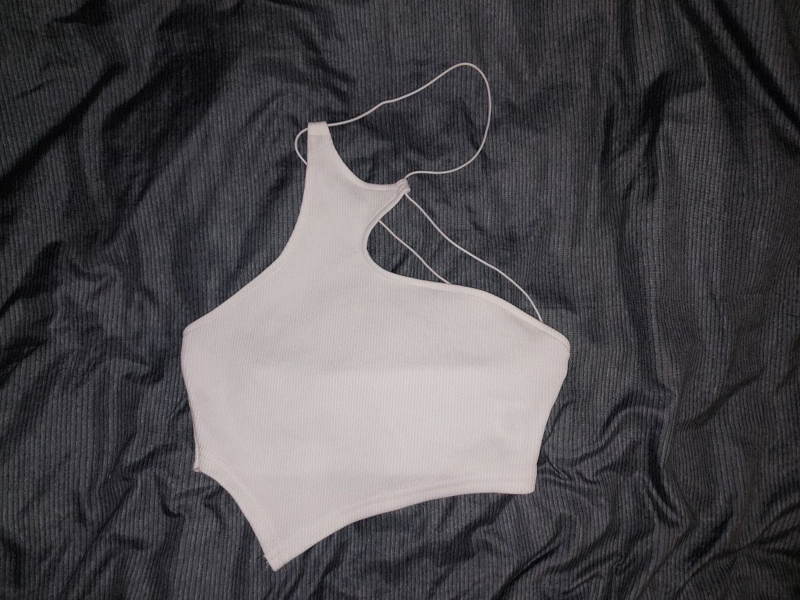 Biały crop top XS