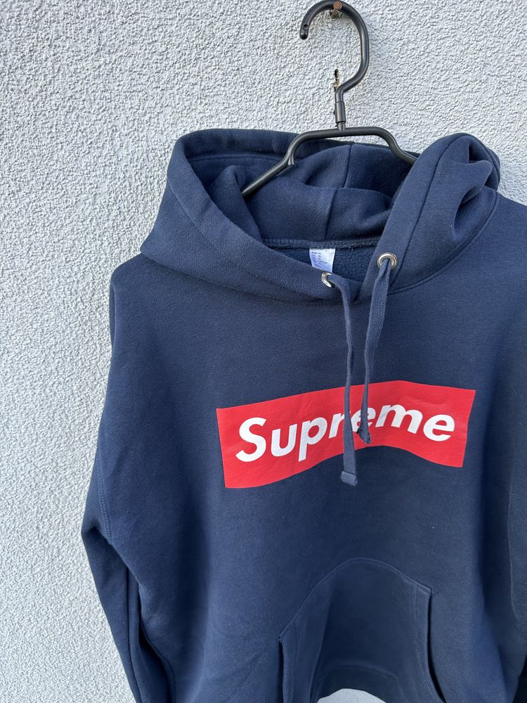 Supreme XL granatowa bluza logo bootleg