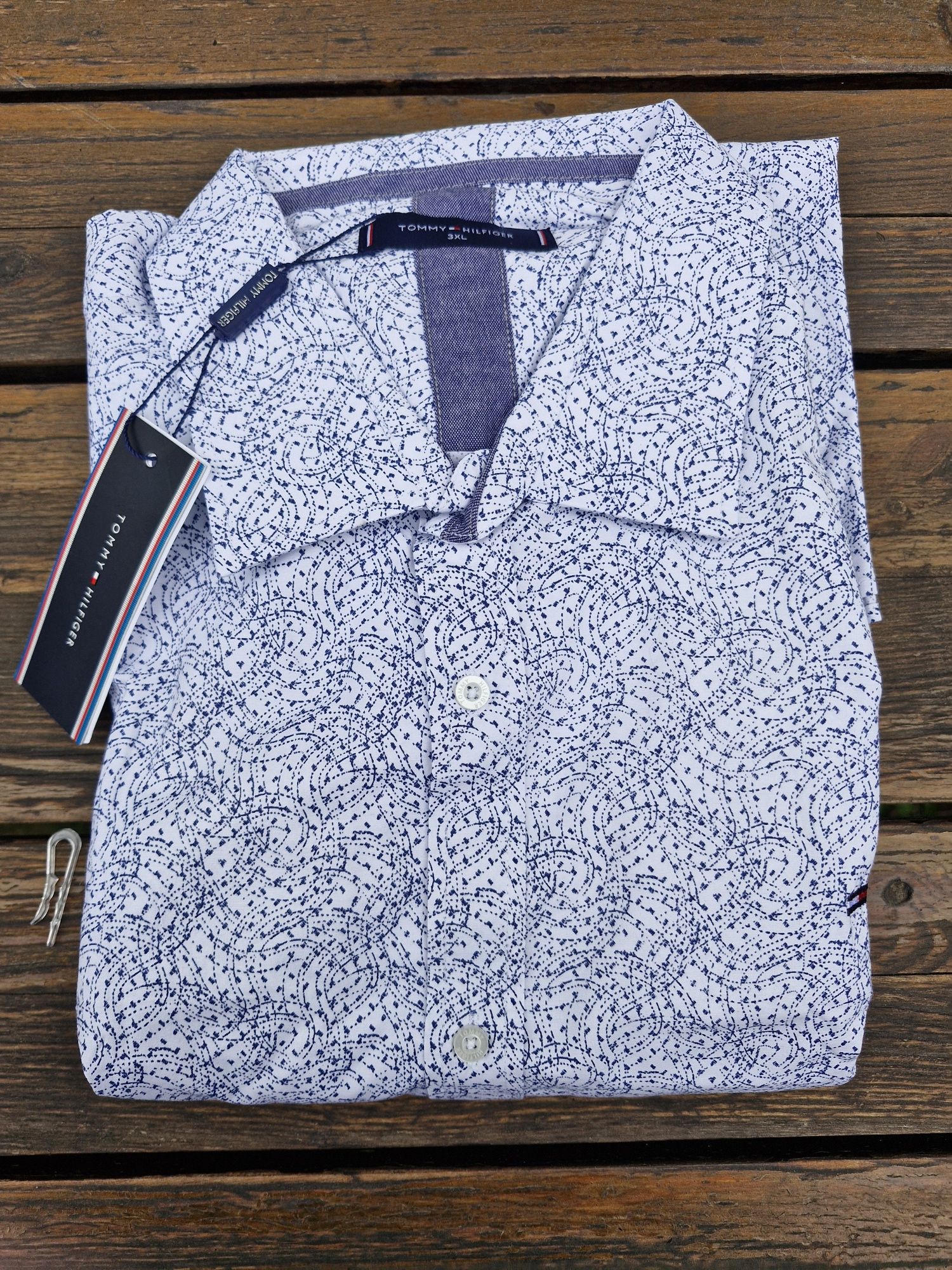 Nowa koszula męska elegancka t h 3xl biało niebieska bawełnna Nowa