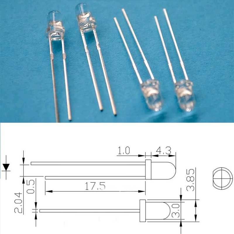 Світлодіод white LED diode білий та яскравий 3 мм 100 штук