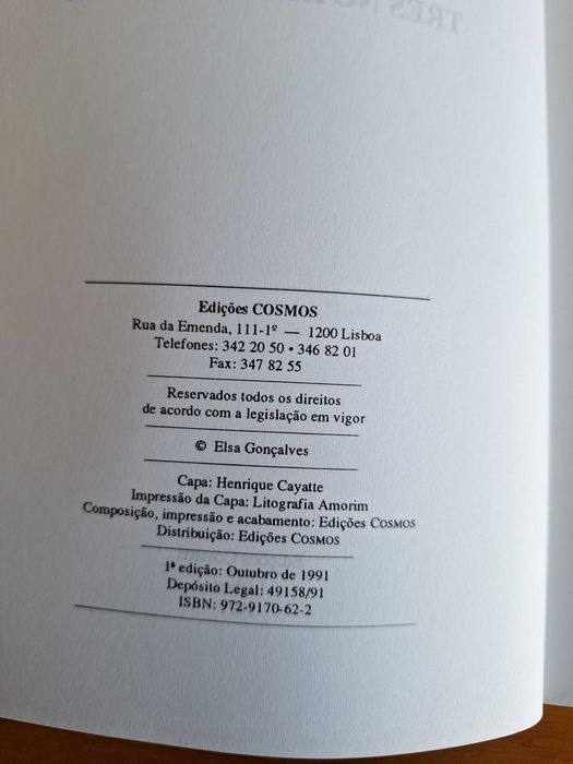 Poesia de Rei, Três Notas Dionisinas - Elsa Gonçalves (1ª edição 1991)
