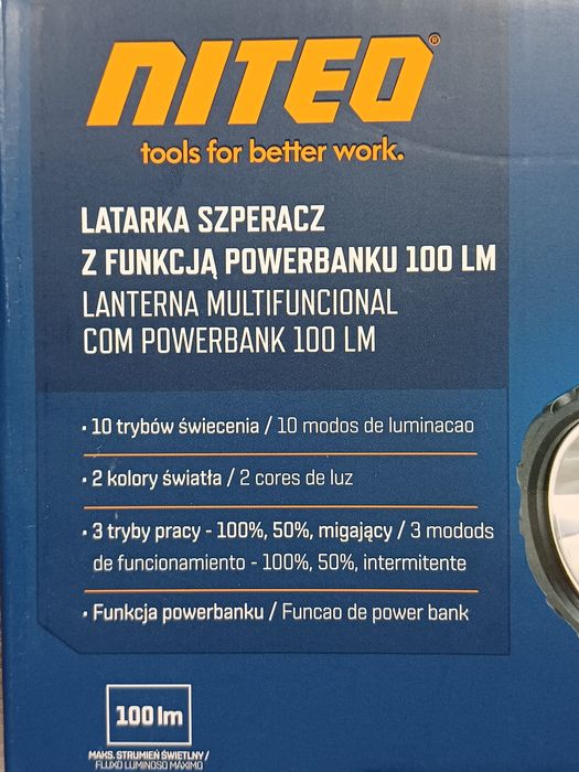 Niteo latarka szperacz z funkcją powerbanku 100 LM
