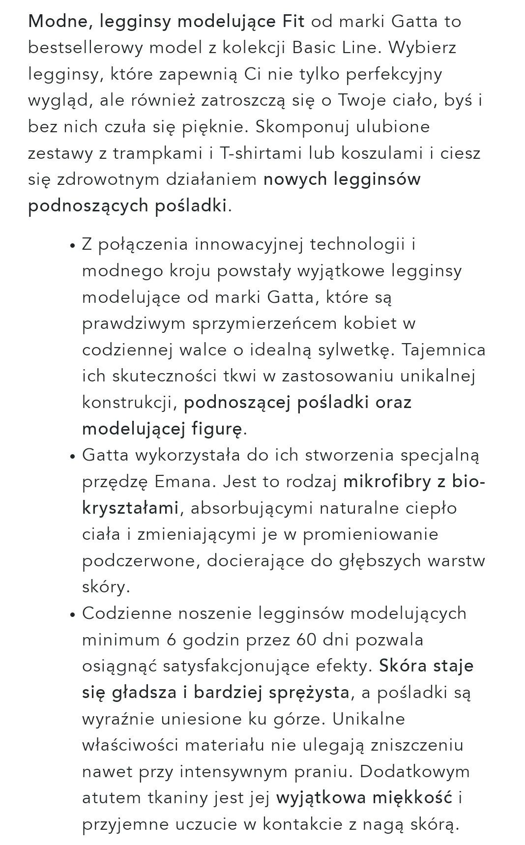 Czarne Modelujące sylwetkę legginsy fit Black S Gatta