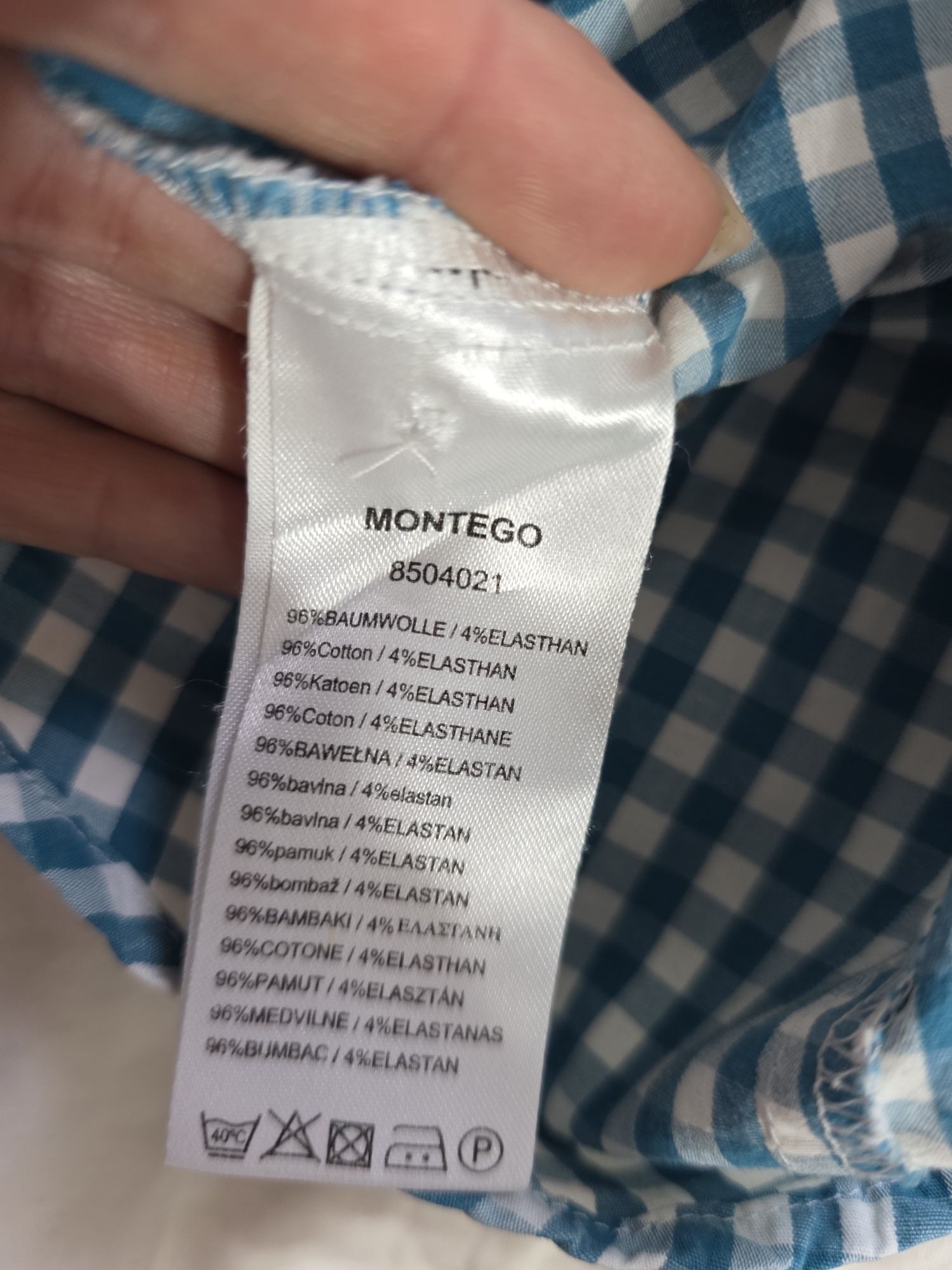 Damska koszula w kratkę niebieska koszula Montego vintage