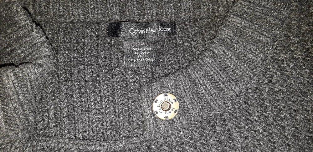 CALVIN KLEIN sweter damski szary o kroju ramoneski r.L/G