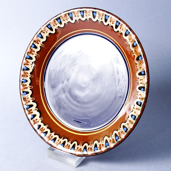 folk ręcznie malowany naścienny gliniany talerz patera