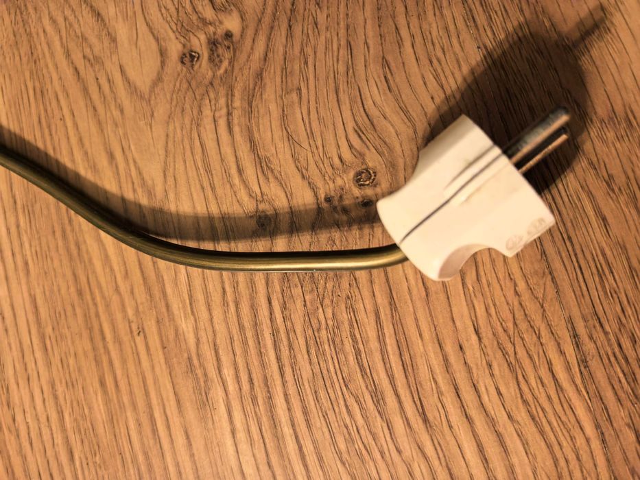 Lampa stojąca retro beżowa brązowa złota abażur z frędzlami antyk