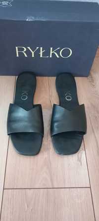 RYŁKO Relax R.40  skóra naturalna skórzane klapki buty czarne