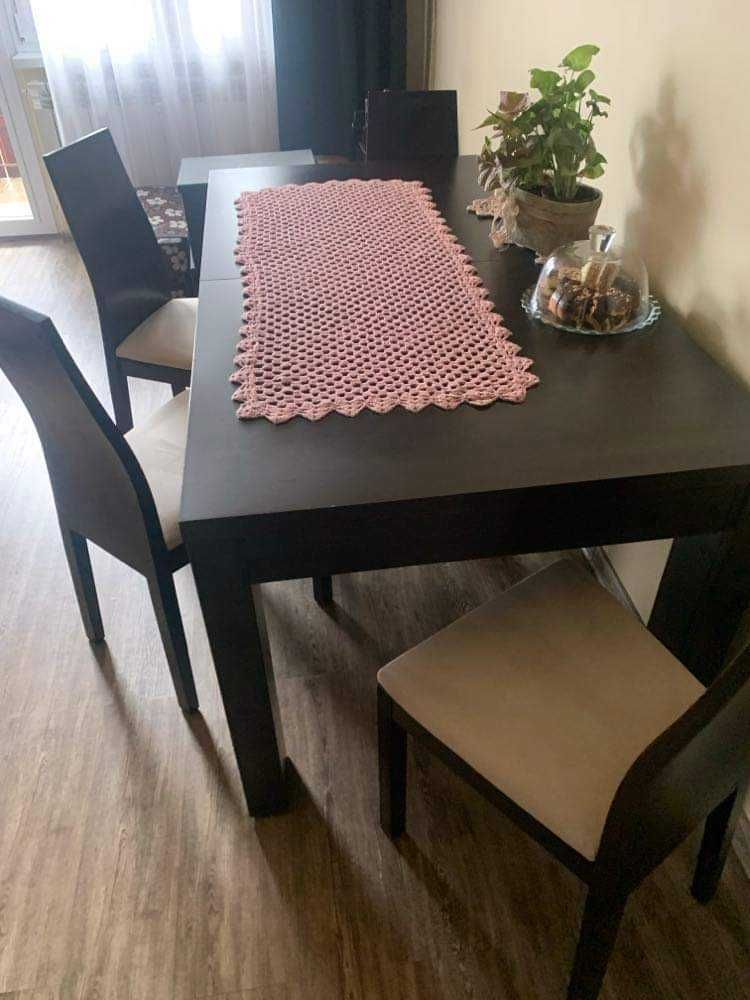 Stół Wenge Masywny 160x90 cm rozkładany + 4 Krzesła