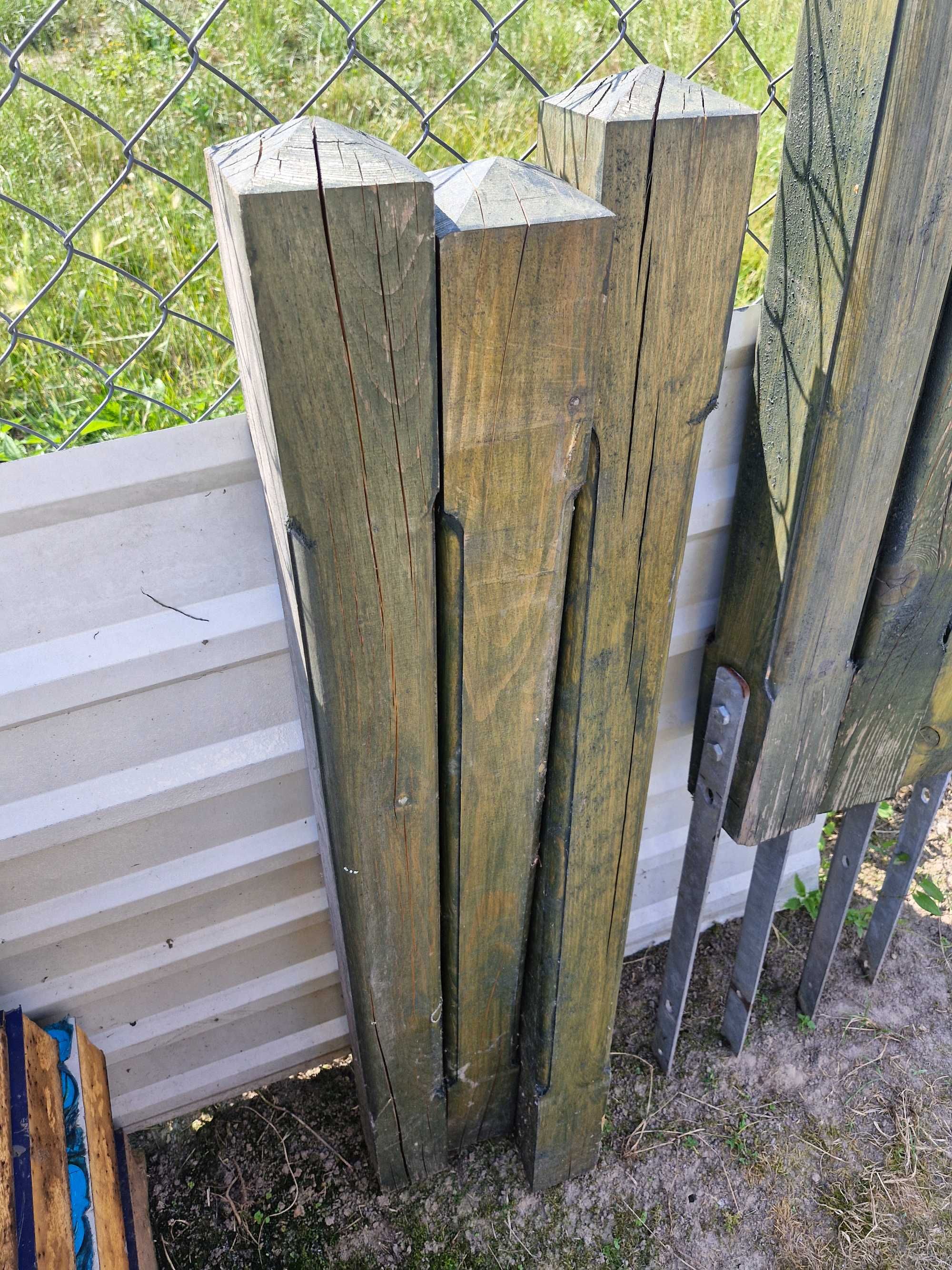 słupki drewniane frezowane kwadrat 120 cm fi 9 cm
