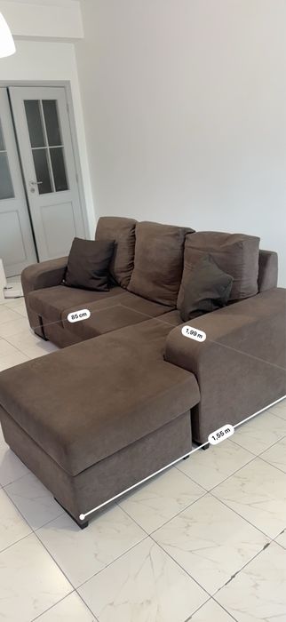 Sofa chaise long (esq./direito) castanho