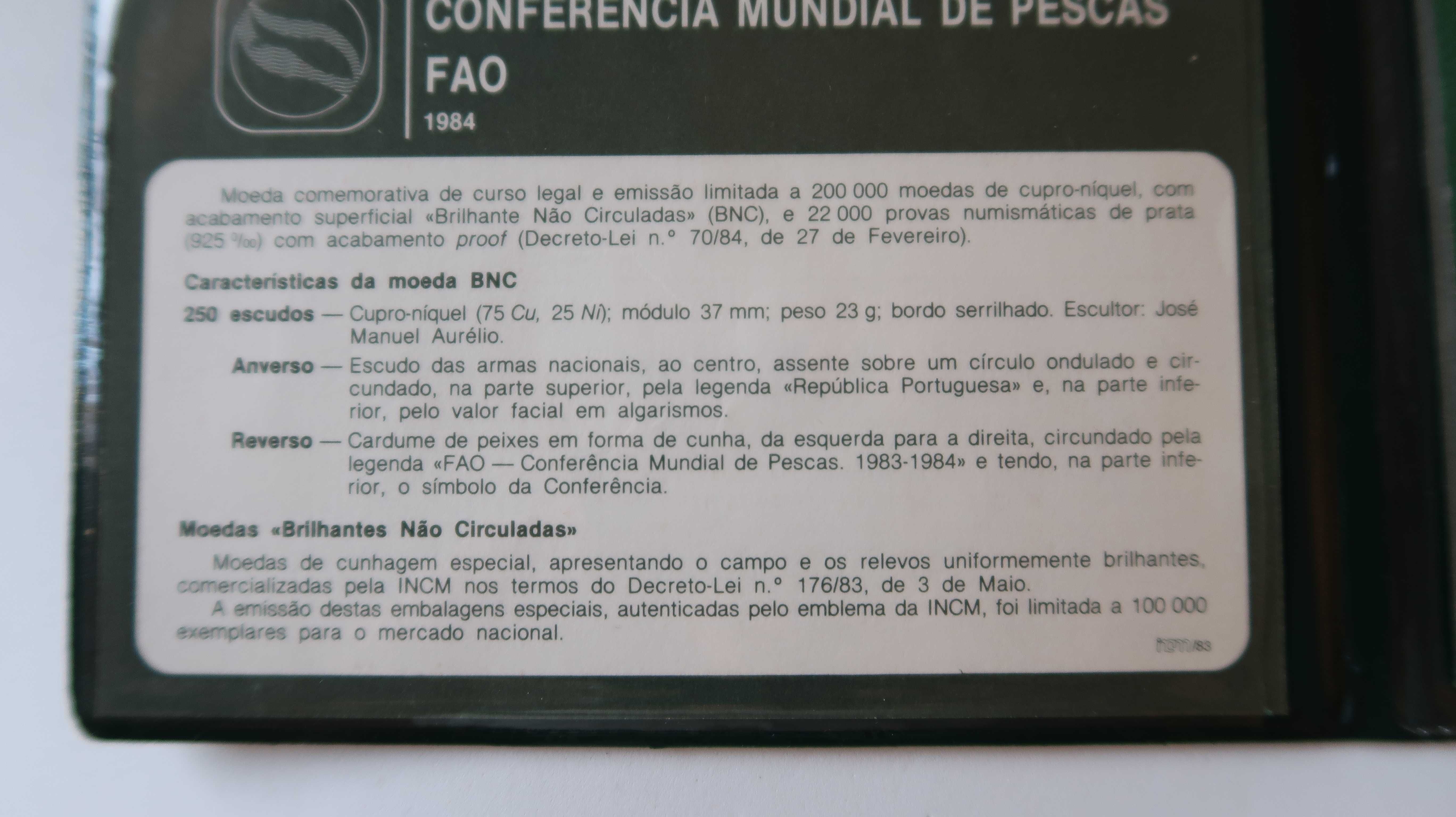 Carteira BNC 250 escudos FAO pescas 1984