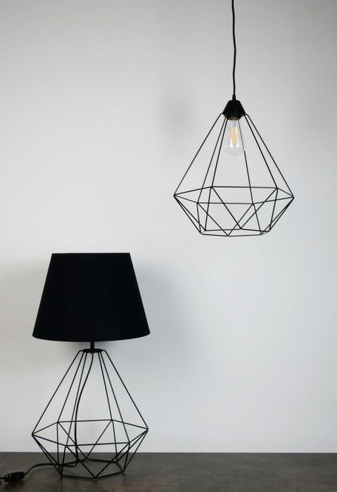 Klosz druciany metal do lamp E27 loft diament duży śr. 35 cm (1 szt.)