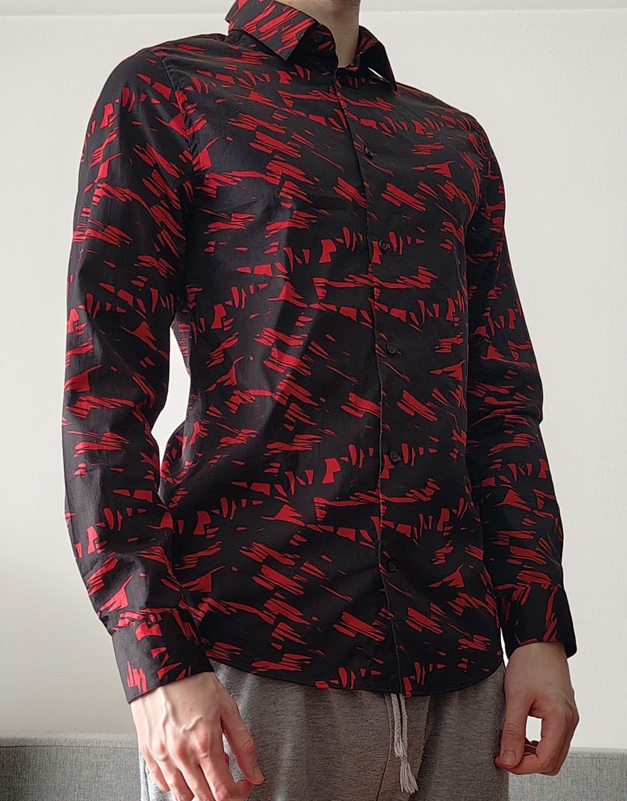 Czarno - Czerwona Wzorzysta Koszula H&M [S]