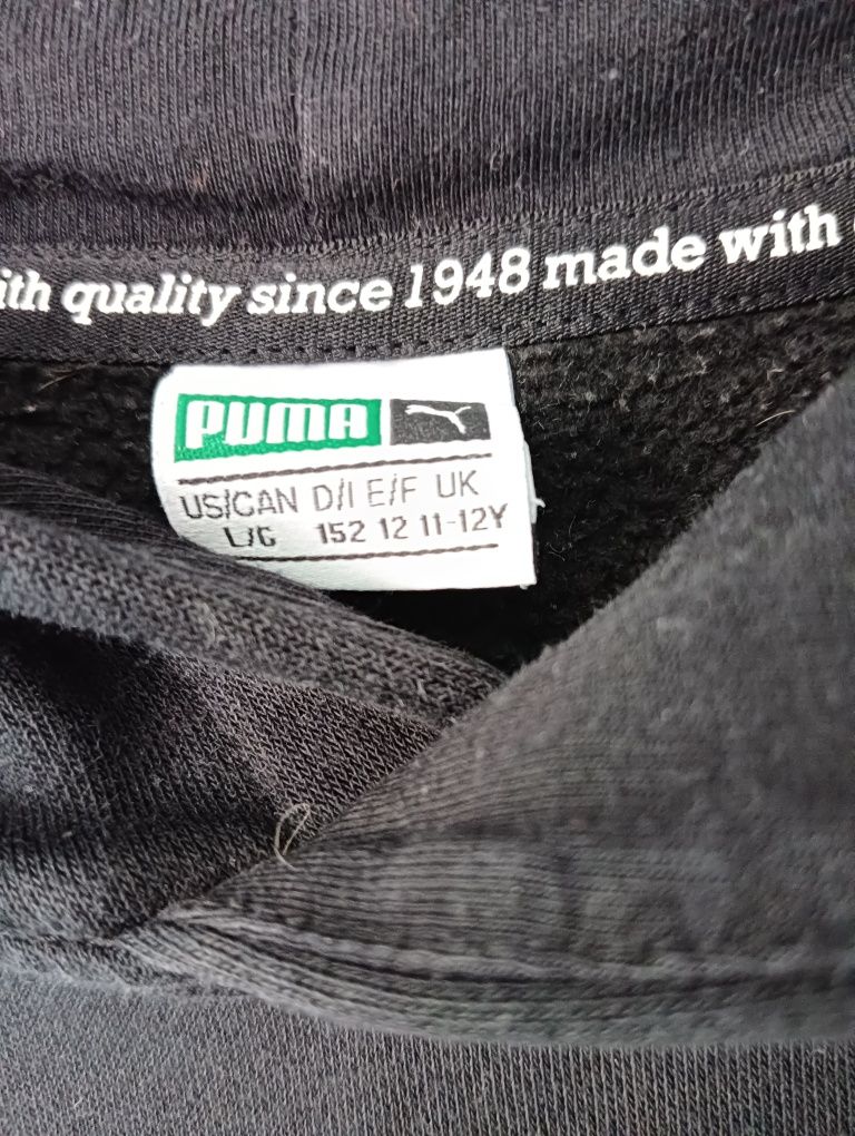 Bluza puma 152 z kapturem i kieszeniami  czarno biala