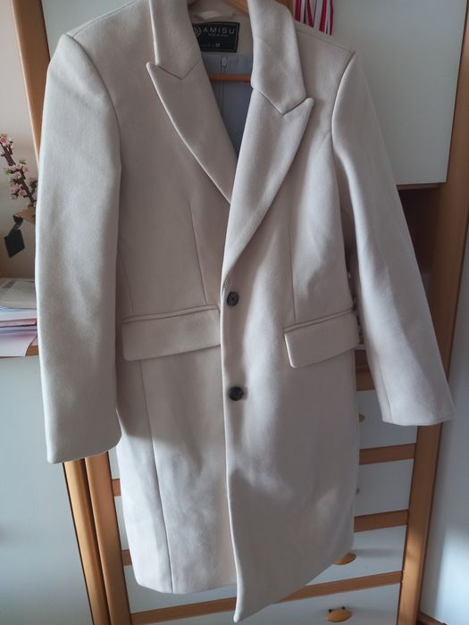 Nowy Płaszcz 38 Amisu kremowy M Elegancki New Yorker jesień ecru