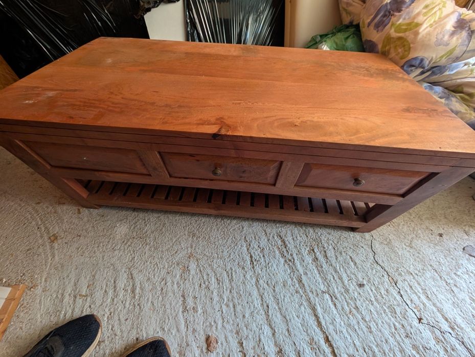 Stolik kawowy kolonialny z litego drewna mango 120x60x45 – masywny,