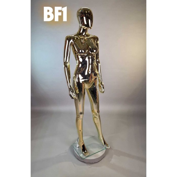 Manekin damski wystawowy  całopostaciowy złoty połysk/srebrny połysk