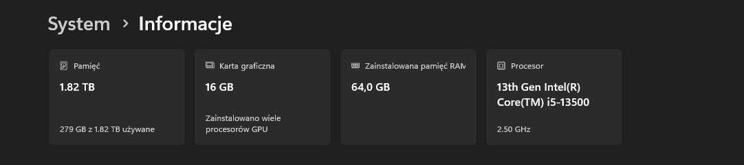Komputer Stacjonarny  I5 13500 | RX7800xt NITRO+| 64GB RAM | NVME 1TB