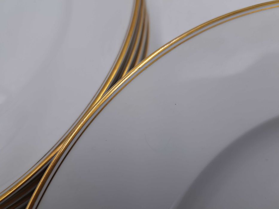 Talerz obiadowy Rosenthal Selb Bavaria biały złocenia 2 paski