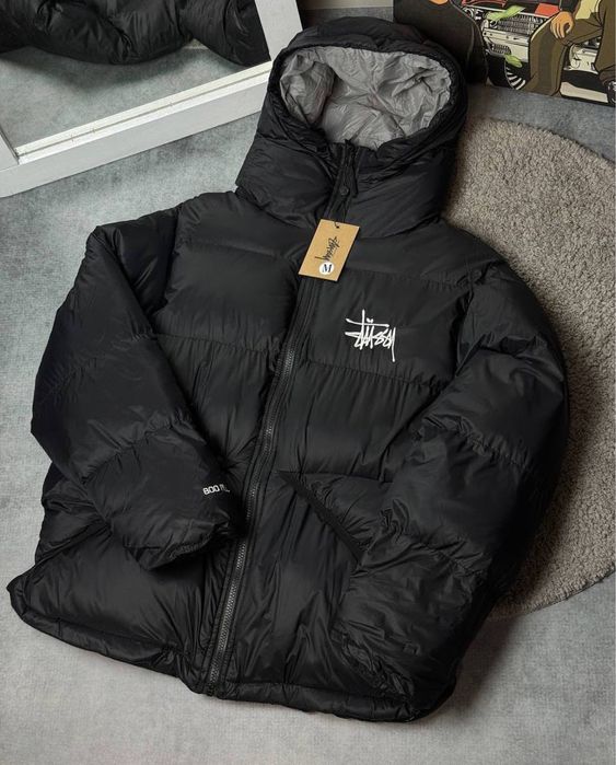 Пуховик Stussy, чоловічий, чорний, теплий, куртка зимня, якісна.