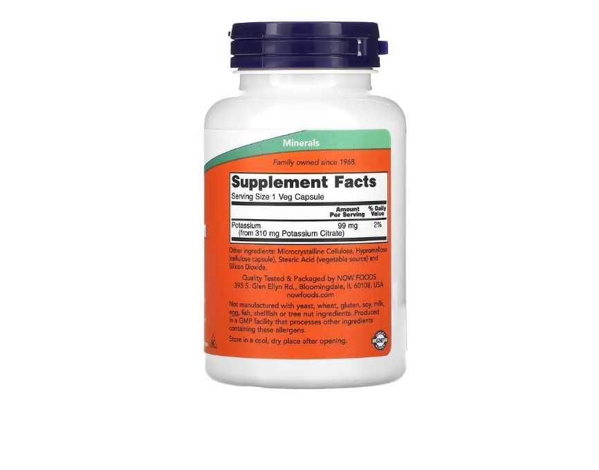 Now Foods, калий цитрат, potassium citrate, 99 мг, 180шт