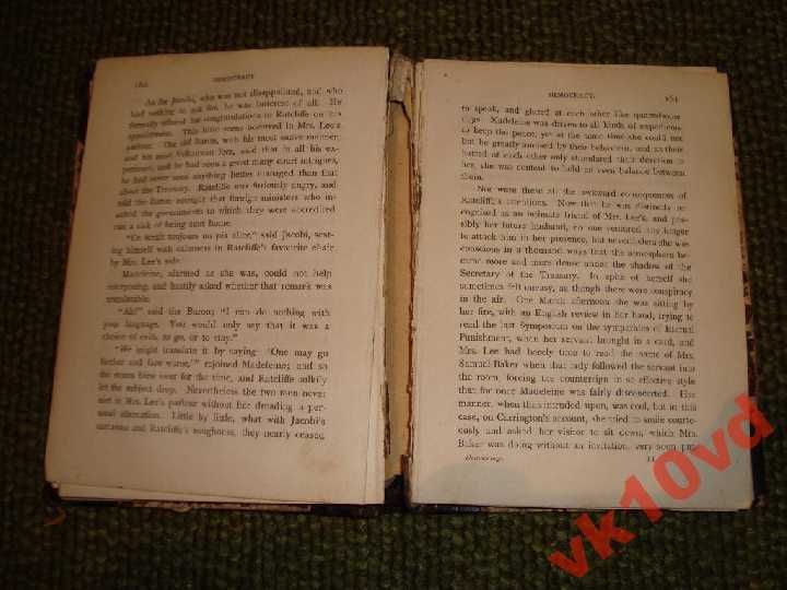 Редкая старинная книга DEMOCRACY an american novel.изд.Leipzig 1882