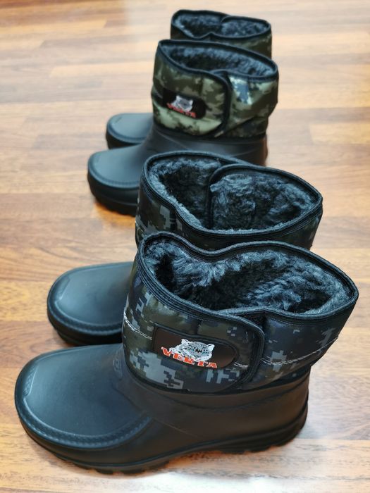 Kalosze Ocieplane Męskie Na Rzep Zimowe Wysokie Sniegowce