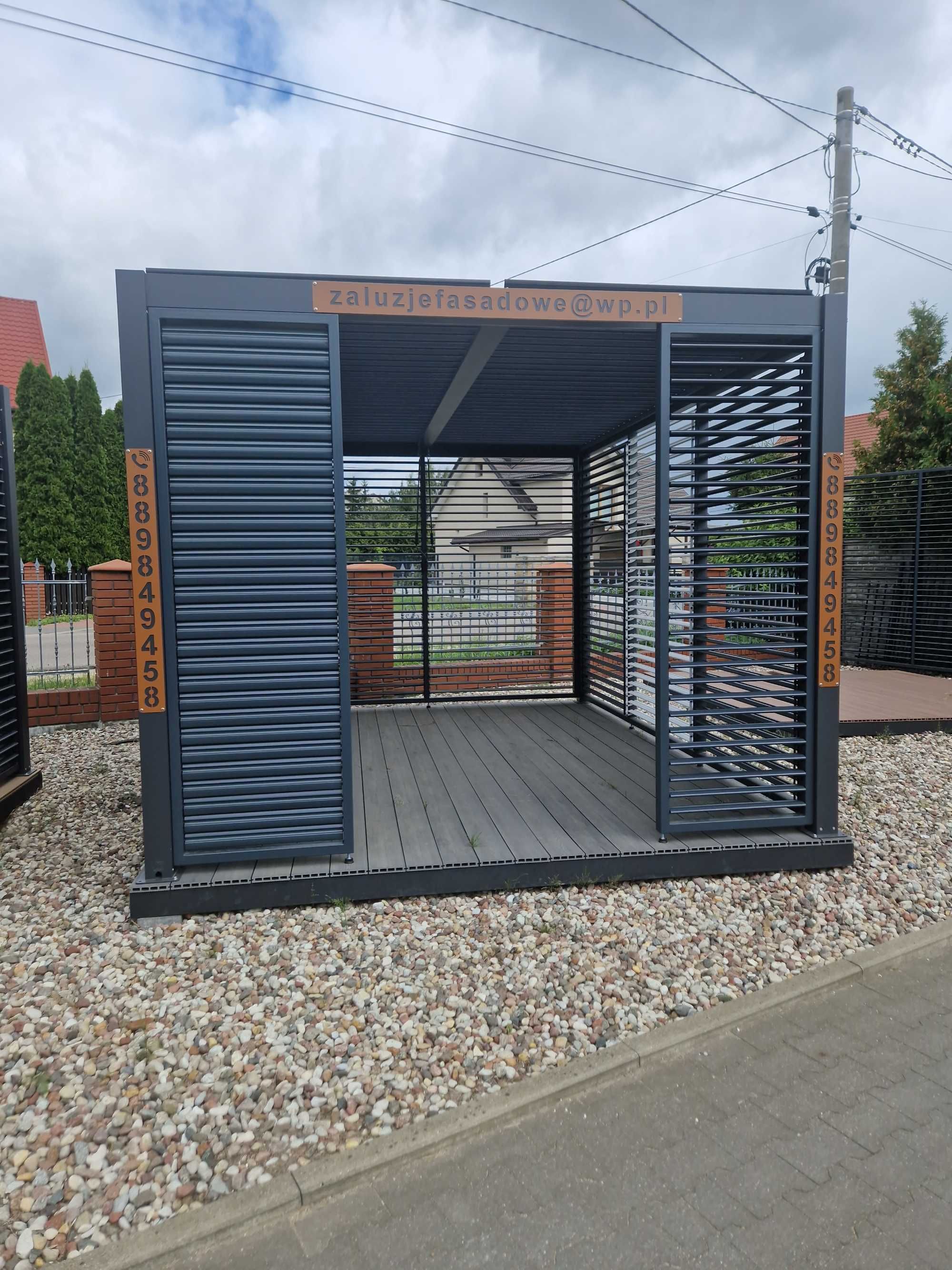 Ścianka żaluzjowa panel do pergoli, altanki, ruchoma deseczka metalowa